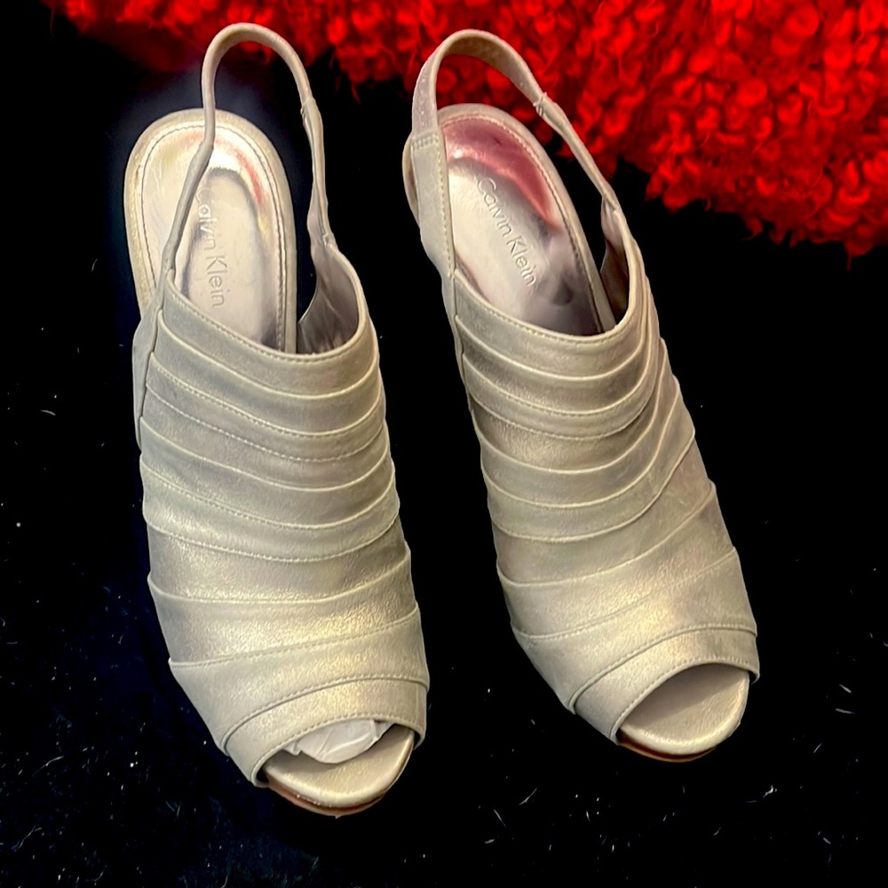 Calvin Klein gladiator metallic heels. Size 8